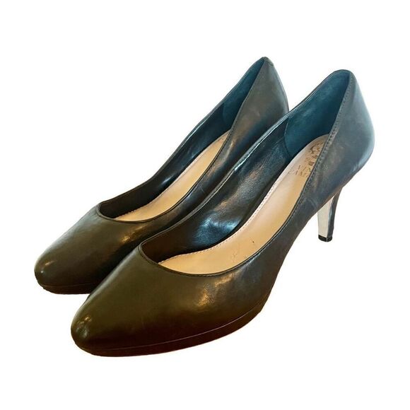 Vince Camuto black leather rounded toe pumps 8.5 - Picture 1 of 10